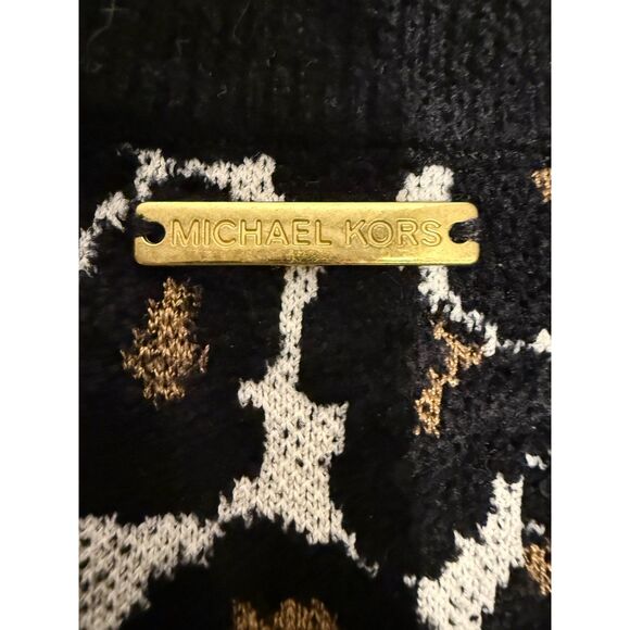 Michael Kors Cheetah Print Tan and Black Crew Neck Sweater - Picture 3 of 5